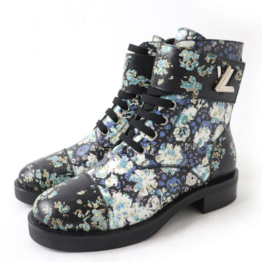 LOUIS VUITTON boots leather Black x multicolor Women 37 Used Authentic